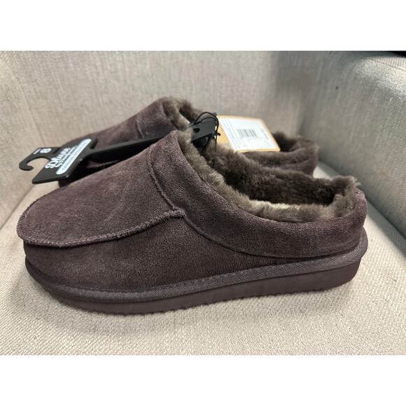 NWT Mens dluxe by dearfoams Dark Brown Lith Slide Slippers - Size 8 - Picture 3 of 4